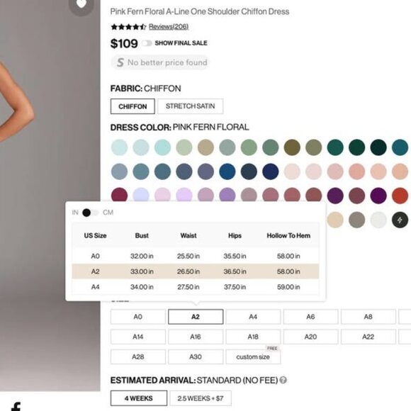 Azazie Dallas Dress in Pink Fern - A2 petitte. - Picture 3 of 3